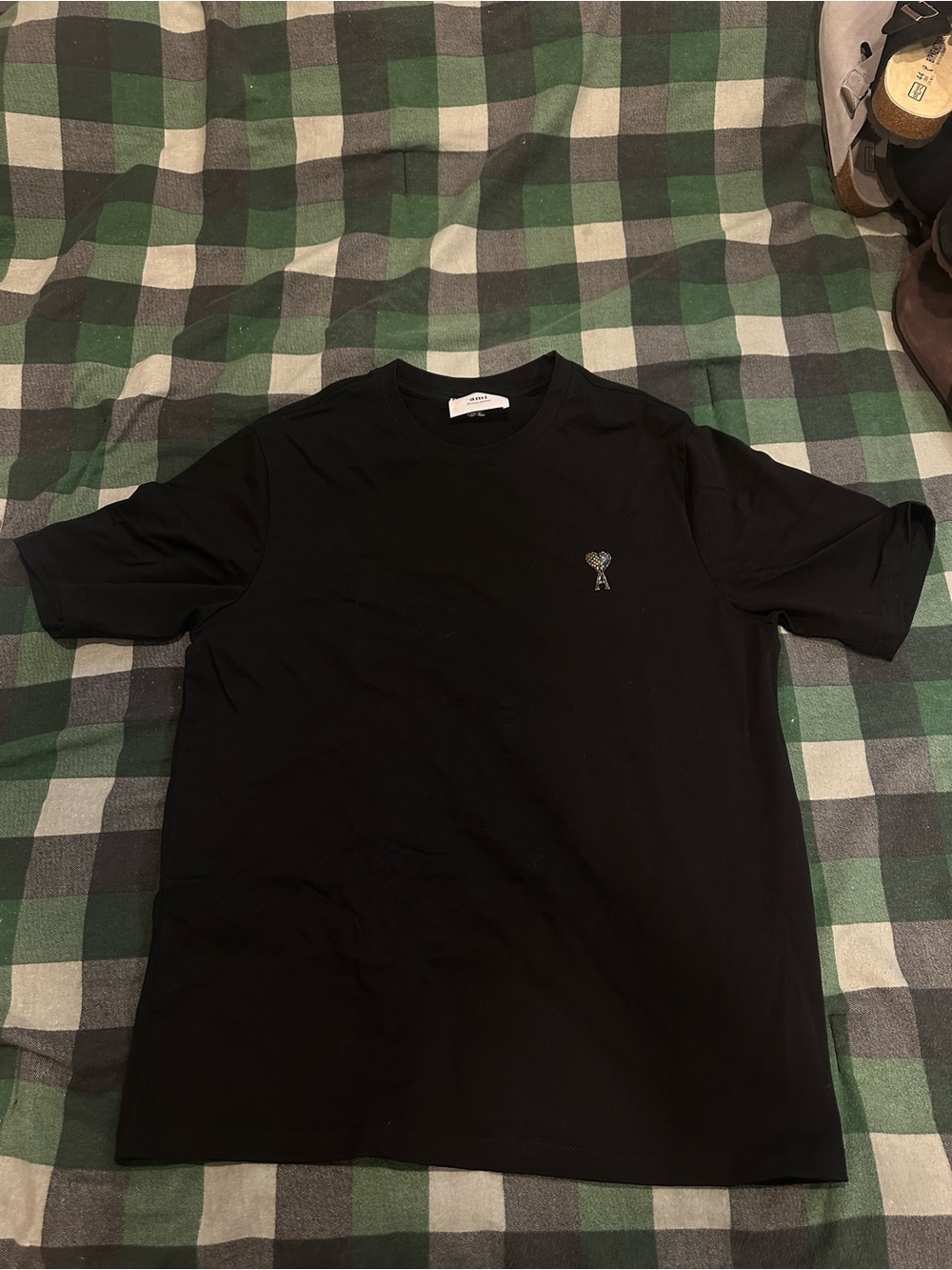 Ami Black Short-Sleeve Logo Tee